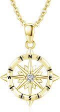 wholesale Gold 925 Sterling Silver Nautical Compass Anchor Necklace with Inspirational Pendant -0-0
