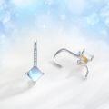 wholesale 925 Sterling Silver Opalite Princess Cut Leverback Dangle Earrings Hypoallergenic-0-5