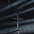 wholesale Copper Cross Pendant Necklace Black Gold Plated Star Engraved Curb Chain For Men-0-1