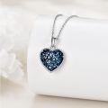 wholesale 925 Sterling Silver Heart Pendant Necklace Platinum Plated Iridescent Rainbow Crystal Beaded Edge-0-7