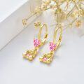 wholesale Gold 925 Sterling Silver Pink Heart Dog Pendant Drop Earrings  for Women Girls-0-3