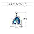 wholesale 925 Sterling Silver Sister Necklace With Blue Crystal Heart Pendant-0-2