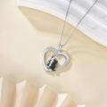 wholesale 925 Sterling Silver Heart-Shaped Black Cubic Zirconia Cat Lover's Pendant Necklace-0-4