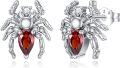 wholesale 925 Sterling Silver Red CZ Spider Stud Earrings - Gothic  for Women-0-0