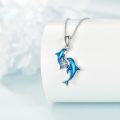wholesale 925 Sterling Silver Blue Enamel Dolphin Pendant Necklace for Women-0-4