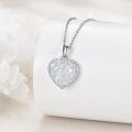 wholesale 925 Sterling Silver Heart Pendant Necklace Platinum Plated Iridescent Rainbow Crystal Beaded Edge-0-2