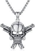 wholesale 925 Sterling Silver Gothic Punk Crossbones Skull Pendant Necklace for Men-0-0