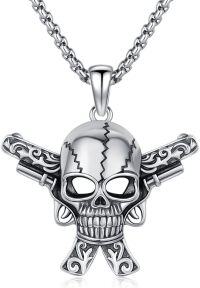 wholesale 925 Sterling Silver Gothic Punk Crossbones Skull Pendant Necklace for Men-C-Skull