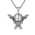 wholesale 925 Sterling Silver Skull Crossed Swords Pendant Necklace Oxidized Silver Pirate Gothic Jewelry-0-0