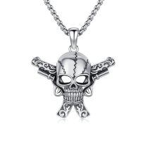 wholesale 925 Sterling Silver Crossbones Skull Pendant Necklace-C-Skull