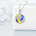 wholesale 925 Sterling Silver Blue & Yellow Enamel Yin Yang CZ Pendant Necklace for Women Golf Lovers' s-0-1
