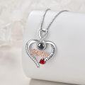 wholesale 925 Sterling Silver Garnet Heart Pendant Mother's Day Gifts for Mom Grandmother I love you Necklace-0-2