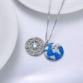 wholesale 925 Sterling Silver Compass Moonstone World Map Necklace With Inspirational Quote-0-2