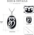 wholesale 925 Sterling Silver Black Enamel Owl Pendant Necklace with Cubic Zirconia Eyes and Chain for Women Girls  45cm Length-0-2