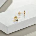 wholesale 925 Sterling Silver Honeybee Stud Earrings with Black Enamel and Cubic Zirconia for Women-0-2
