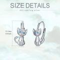 wholesale 925 Sterling Silver Cat Blue Crystal Stud Earring Gift for Women Girls-0-4