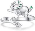 wholesale 925 Sterling Silver Nickel-Free Dinosaur Ring for Women, Lead-Free Hypoallergenic Adjustable Jewelry Gift-0-0