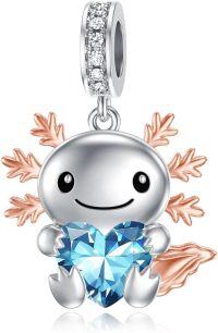 wholesale  925 Sterling Silver Blue Zircon Axolotl Charm Bead for Bracelet (12.2-14.2mm)-12-Dec-Axolotl