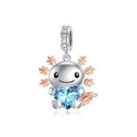 wholesale  925 Sterling Silver Blue Zircon Axolotl Charm Bead for Bracelet (12.2-14.2mm)-12-Dec-Axolotl