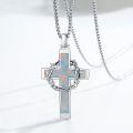 wholesale 925 Sterling Silver Labradorite Stone Cross & Crown Of Thorns Pendant Christian Jewelry For Men/Women-0-16