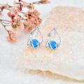 wholesale 925 Sterling Silver Blue Opal Huggie Hoop Earrings with Natural Stone Elements-0-5