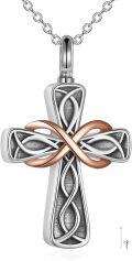 wholesale 925 Sterling Silver Celtic Knot Urn Pendant with Rose Gold and Black Engraved Cross - Ashes Holder Necklace for Women & Men-0-0