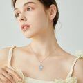 wholesale 925 Sterling Silver Pink Flower Tree of Life Moonstone Teardrop Heart Pendant Necklace for Women-0-1