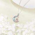 wholesale 925 Sterling Silver Moon Pendant with Fox Charm - Cute Animal Jewelry for Women and Girls Gifts-0-2
