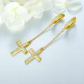 wholesale Gold 925 Sterling Silver CZ Cross Drop Earrings for Women and Men 23x48mm-0-4