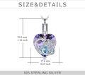 wholesale 925 Sterling Silver Turtle & Wave Purple Swarovski Crystal Cremation Jewelry Urn Pendant Necklace with Funnel and Fill Tool-0-3