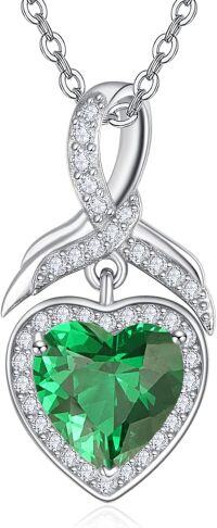 wholesale 925 Sterling Silver 4 Carat Cubic Zirconia Heart Necklace for Women, Adjustable Chain, Gift for Mom-May