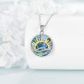 wholesale 925 Sterling Silver Abalone Shell Sun Wave Pendant Necklaces for Women Gifts-0-4