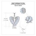 wholesale 925 Sterling Silver Abalone Shell Angel Wing Pendant Necklace with Cubic Zirconia Center Stone-0-9