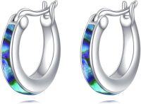 wholesale 925 Sterling Silver Blue Abalone Shell Teardrop Huggie Hoop Earrings for Women-Abalone Earrings