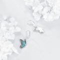 wholesale 925 Sterling Silver Butterfly Created Turquoise Filigree Drop Earrings For Women-0-2
