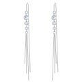 wholesale 925 Sterling Silver Crystal Drop Earrings White Gold Plated Long Tassel Chain-0-0