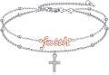 wholesale 925 Sterling Silver Faith Charm & Cross Anklet Bracelet s for Women-0-0