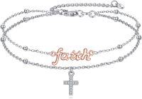 wholesale 925 Sterling Silver Faith Charm & Cross Anklet Bracelet s for Women-Cross Faith