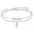 wholesale 925 Sterling Silver Faith Charm & Cross Anklet Bracelet Wholesale s for Women-0-0