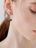 wholesale 925 Sterling Silver with Black Pearl and Cubic Zirconia Drop Leverback Earrings for Women-0-4