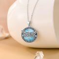 wholesale 925 Sterling Silver Dragonfly Blue Larimar Round Beaded Pendant Necklace For Women-0-4