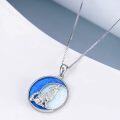 wholesale TOUPOP Wolf Necklace Sterling Silver Wolf Jewelry Opal Moon Pendant Necklace -0-4