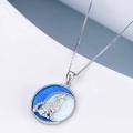 TOUPOP Sterling Silver Opal Wolf Moon Pendant Necklace-0-4