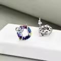 TOUPOP Sterling Silver Crystal Stethoscope Stud Earrings-0-4