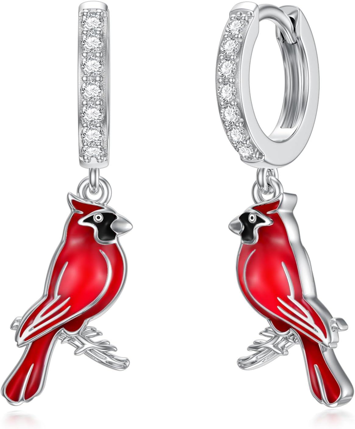 Sterling Silver Red Cardinal Blue Jay Bluebird Stud Earrings Our Love Never Dies -0-0