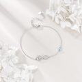 wholesale 925 Sterling Silver Heartbeat Infinity Love Charm Blue Crystal Bracelet for Women-0-2
