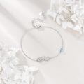 wholesale 925 Sterling Silver Heartbeat Infinity Love Charm Blue Crystal Bracelet for Women-0-2