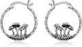 wholesale 925 Sterling Silver Mushroom Hoop Earrings - Nature Inspired  for Her-0-0