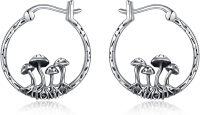 wholesale 925 Sterling Silver Mushroom Hoop Earrings - Nature Inspired  for Her-Hoop
