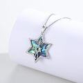 wholesale 925 Sterling Silver Abalone Shell Star of David Hanukkah Pendant Necklace Judaica Jewelry for Women and Men-0-2
